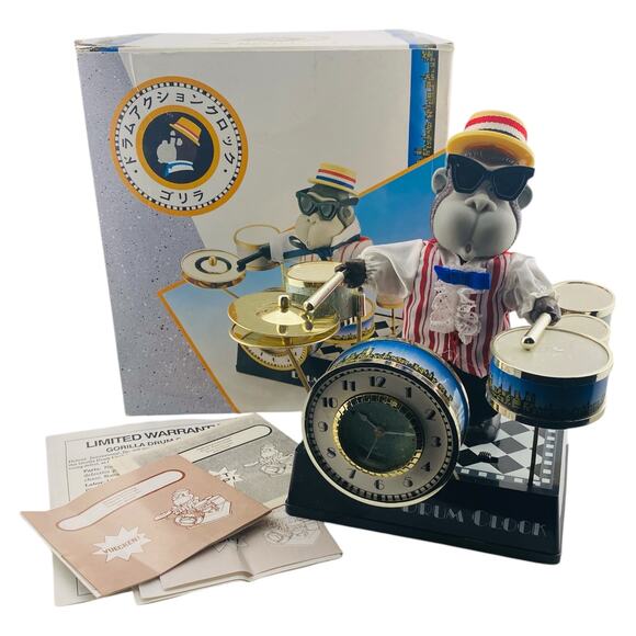 Musical Gorilla Rarity Master Anchor Drum Alarm Clock Early 1980s Helicon w/Box - Picture 1 of 10